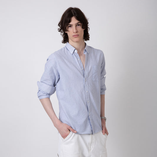 COTTON YACHT SHIRT | BLUE STRIPED